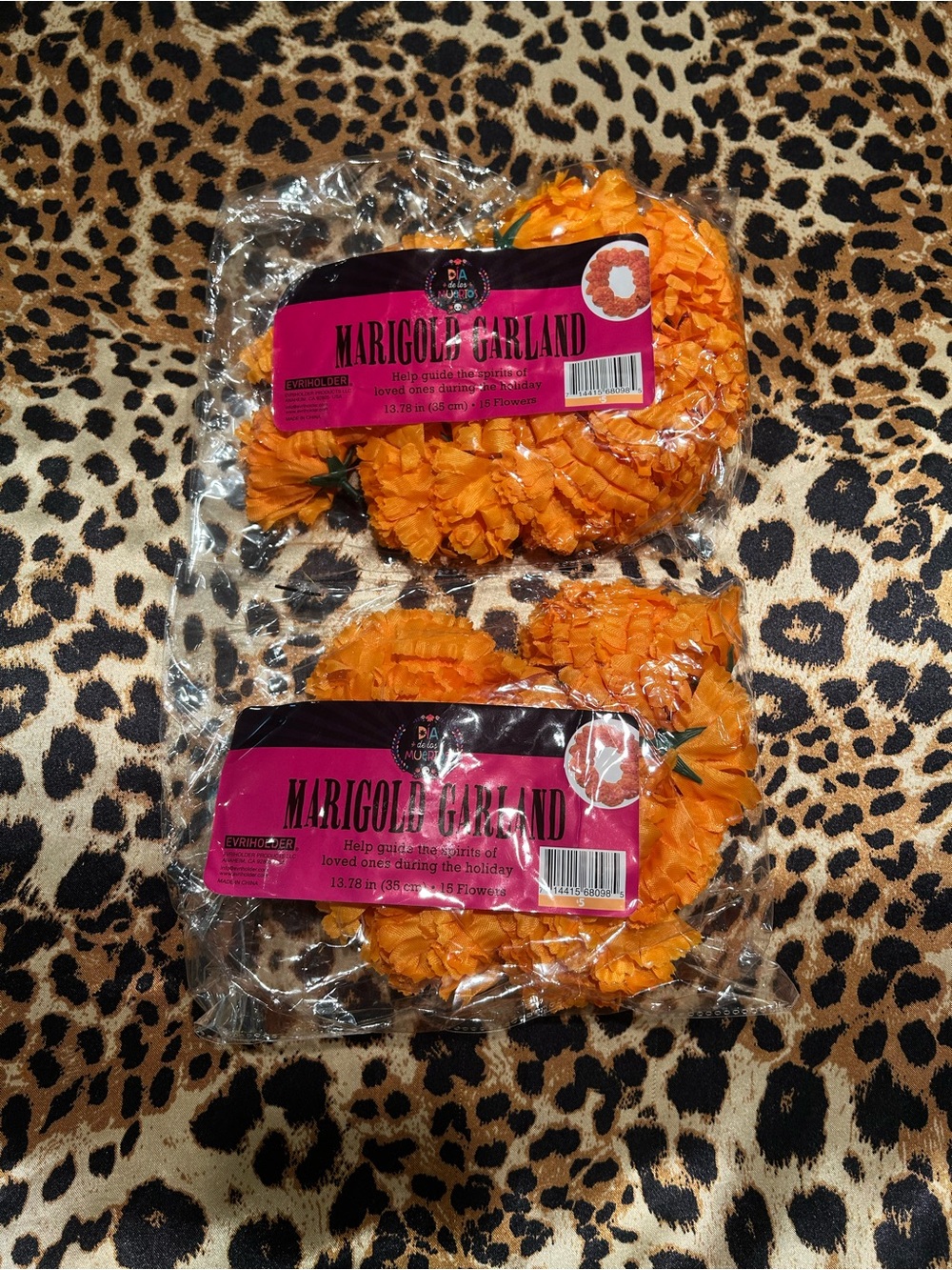 Marigold Day of the Dead Garlands- 2 pack, New in Packaging